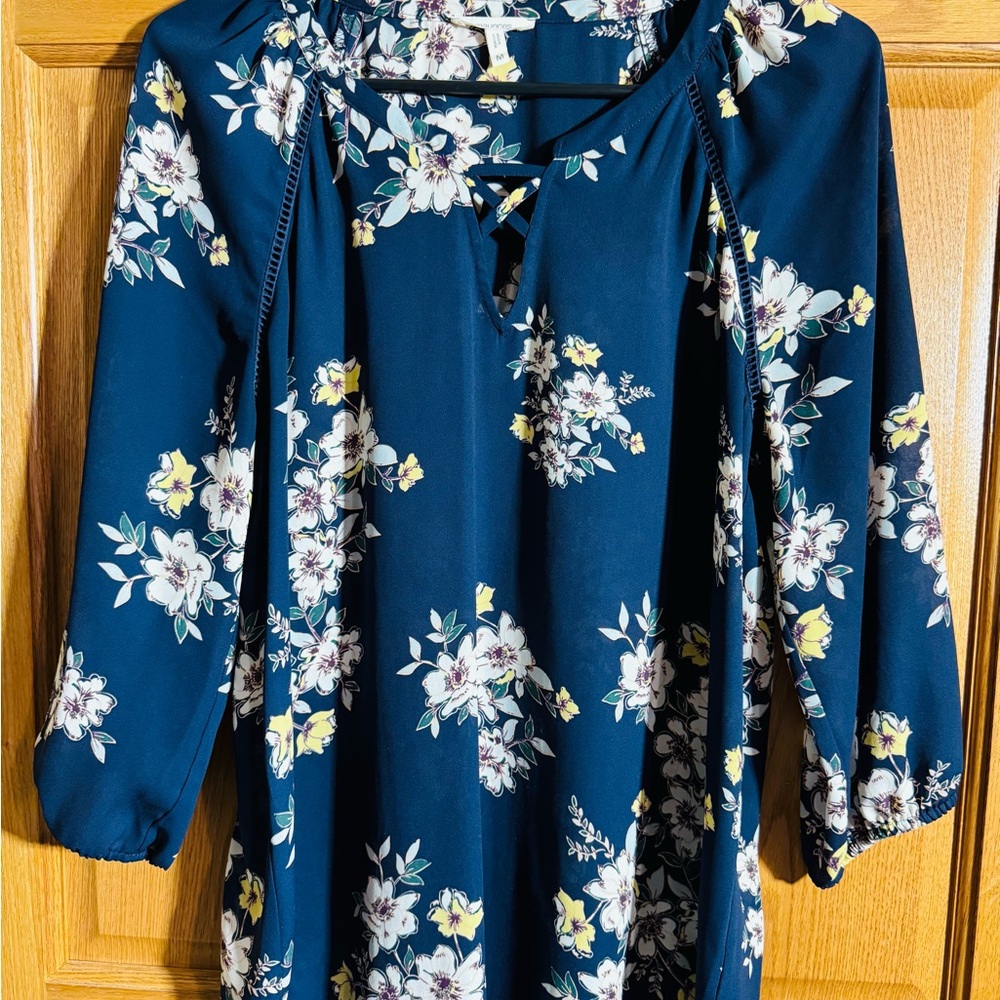Maurices Navy Floral Blouse